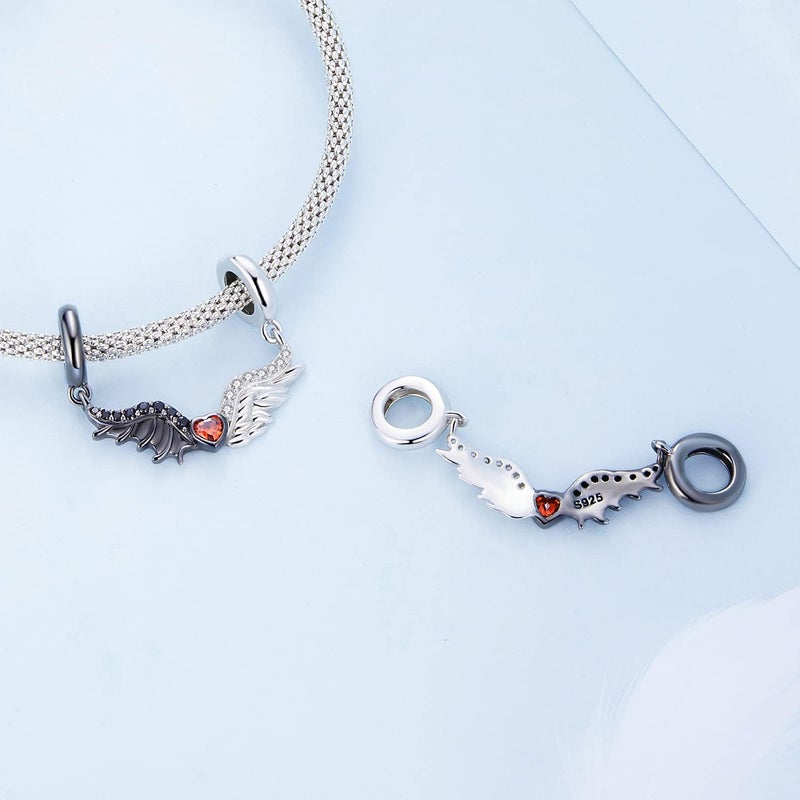 BABAMIA Store Rose Charm Heart Charms for Bracelets 925 Sterling Silver Bead Charm Fits Bracelets and Necklaces Paved with Cubic Zirconia Animal Skull Charm Dainty Halloween Charms Jewelry for Women Girls - Image 3